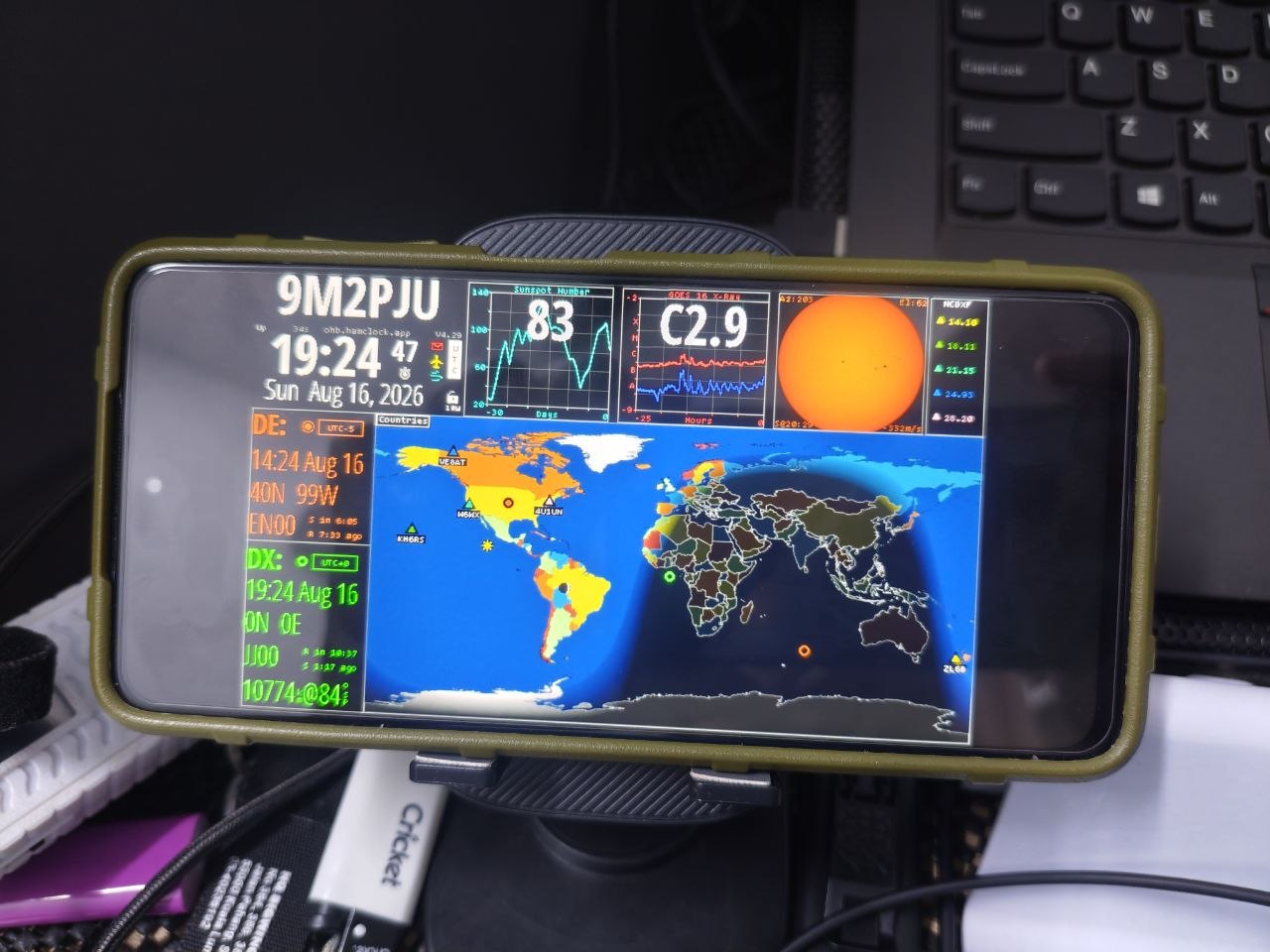 HamClock running on Android Phone using Termux with Fully Kiosk Browser